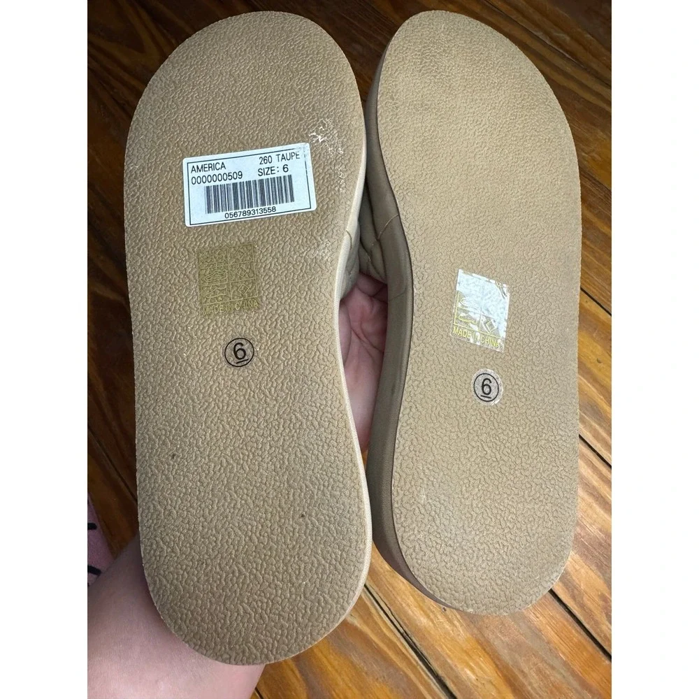 SHUShop‎ Taupe Suede Slide On Sandals Size 6